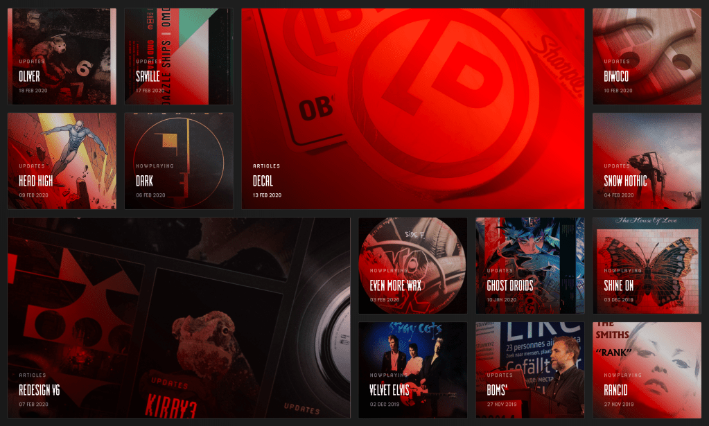 Thumbnails from one page of Luke Dorny's website.