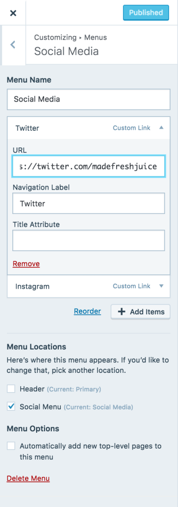 13 twitter social media menu
