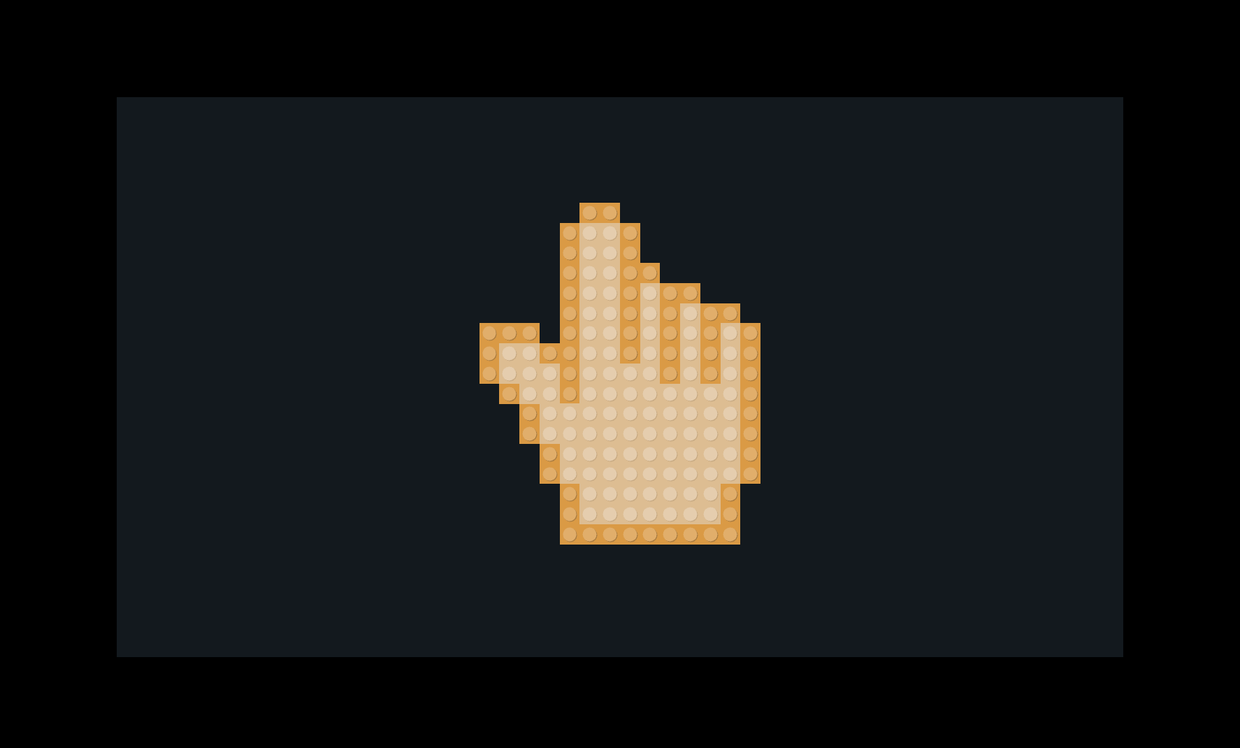A pixelated hand cursor icon made of light-colored circular pixels, representing a classic computer mouse pointer.