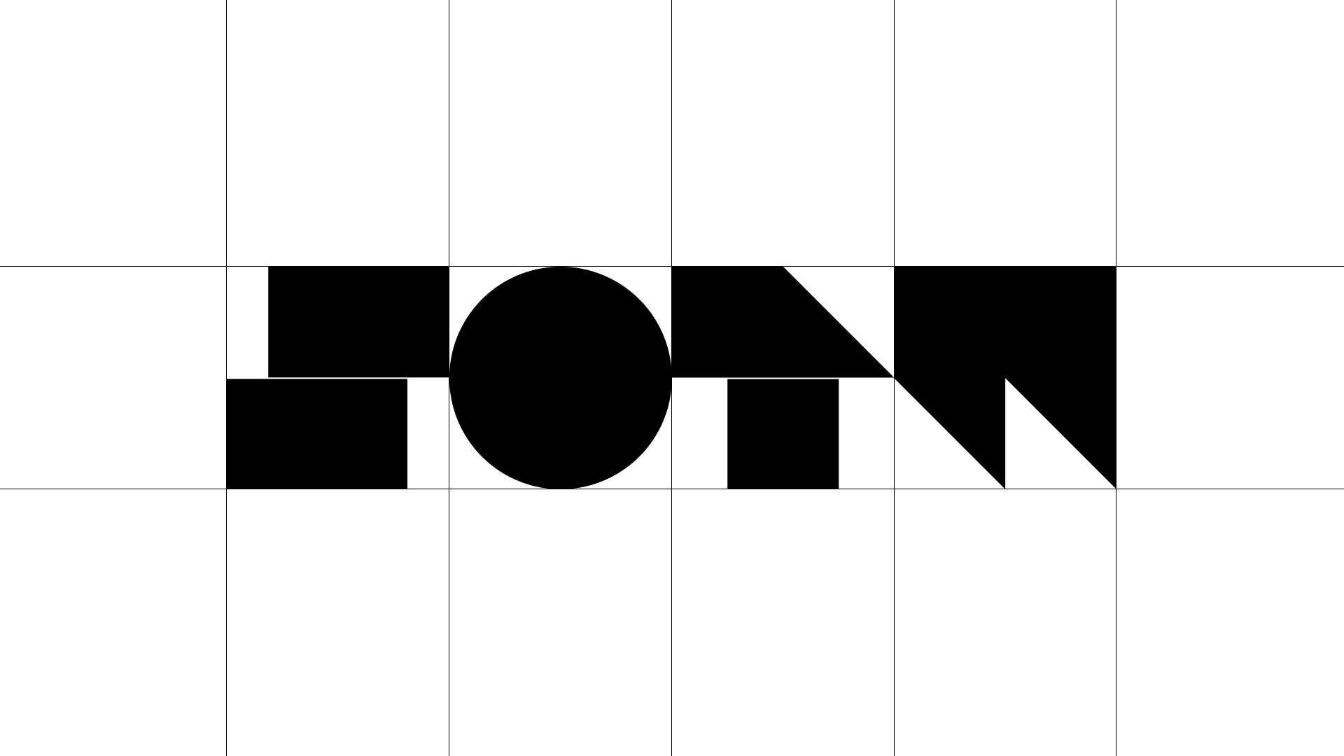 Abstract black and white geometric design featuring various shapes and a central circular element.