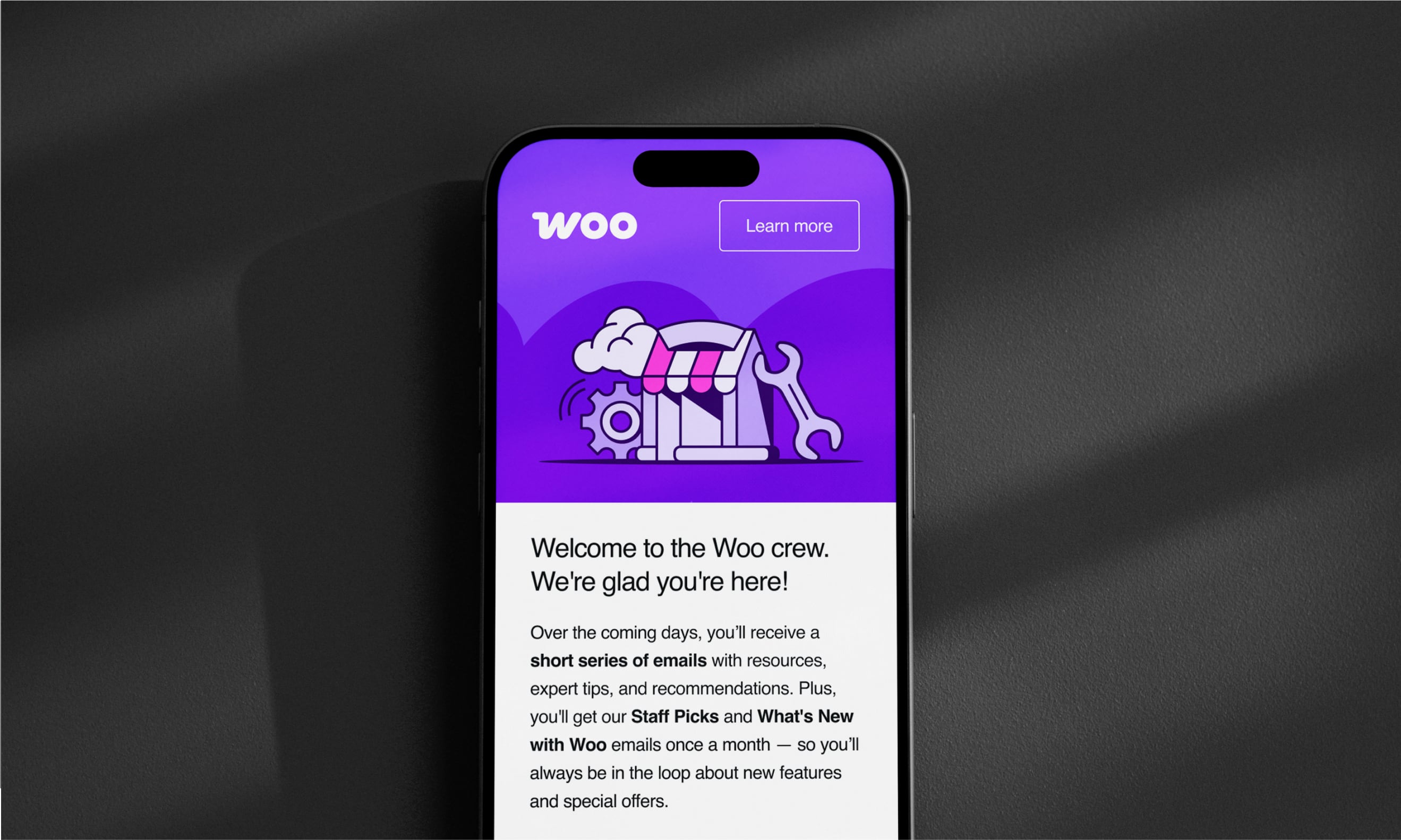 A mobile phone with a branded illustration